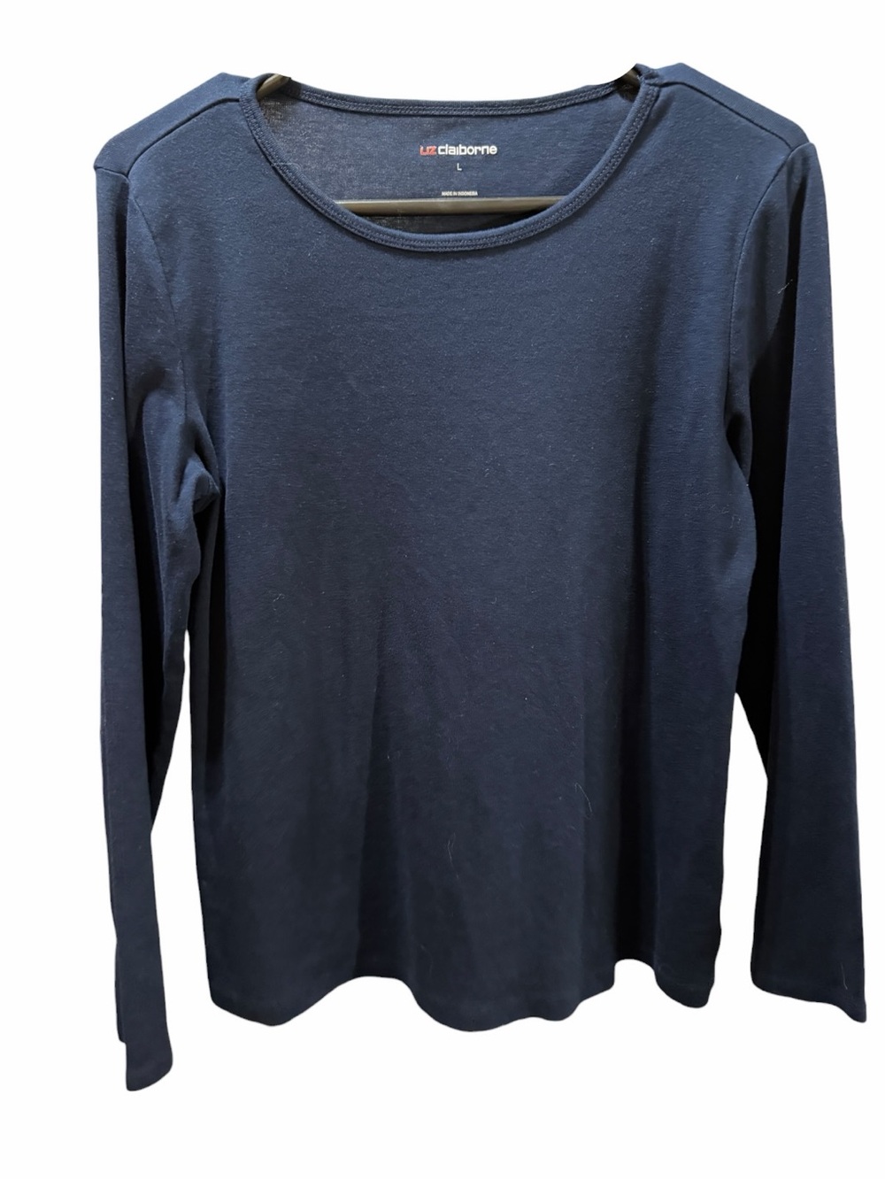 Liz Claiborne Navy Crew Neck Long Sleeve Shirt